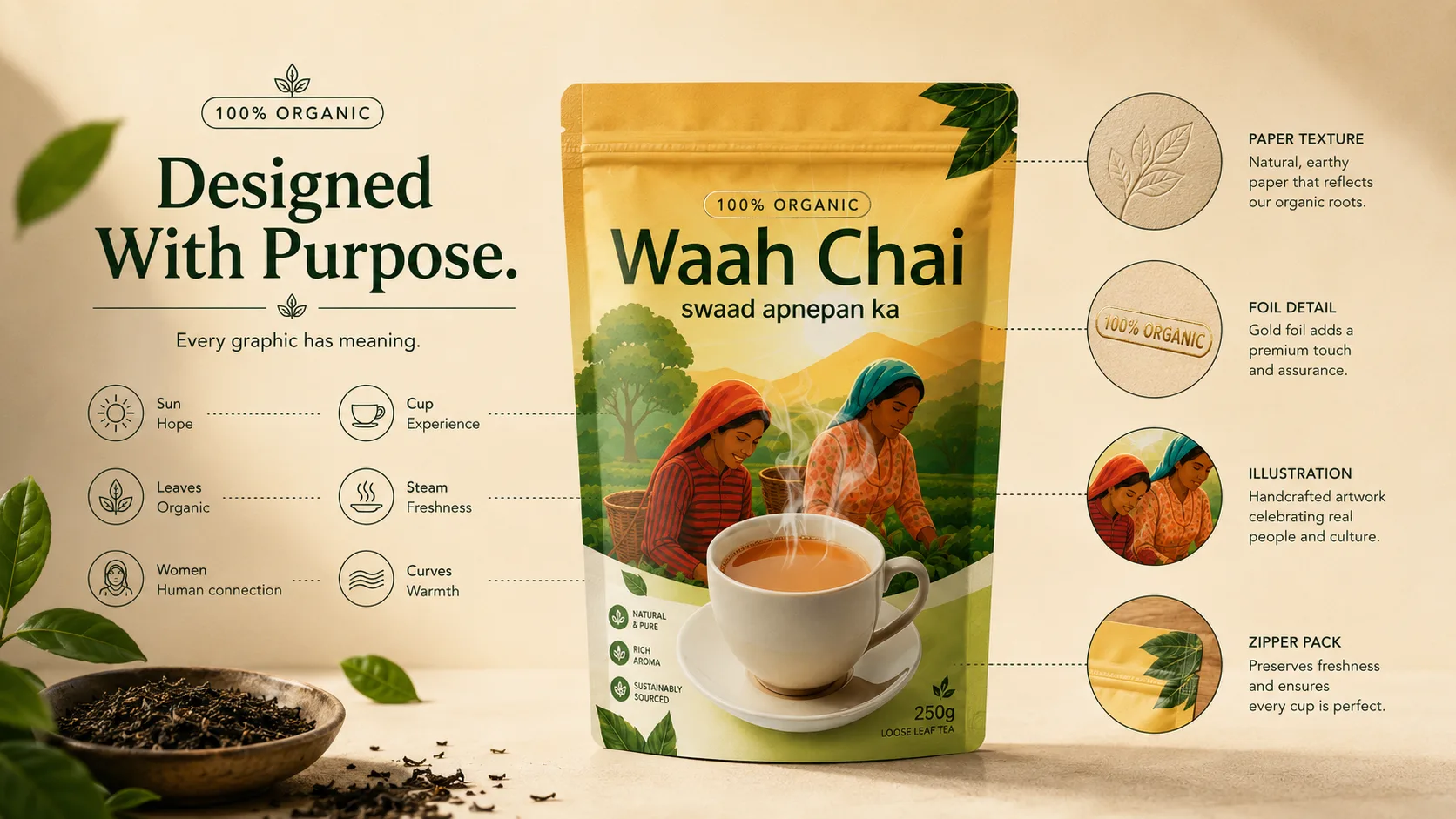 Waah Chai — Packaging Design packaging & visual design mockup 9 by Raghav Chopra